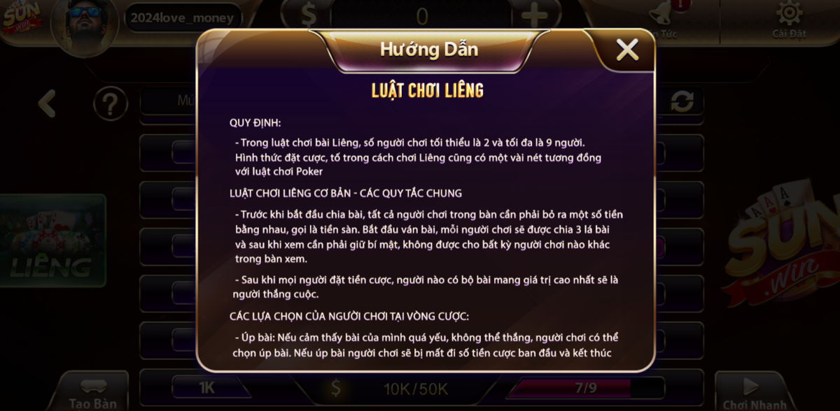 Luật chơi Liêng tại Sunwin khá đơn giản, dễ nắm